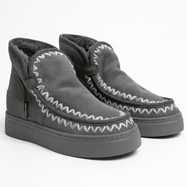 Ghete dama din piele naturala intoarsa, îmblanite, gri-Movie's, H5-01A/AD230VE Grey