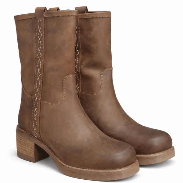 Ghete dama din piele naturala, Maro-NOTRE-V, KI-5849 - încălțăminte din piele premium cu toc elegant.