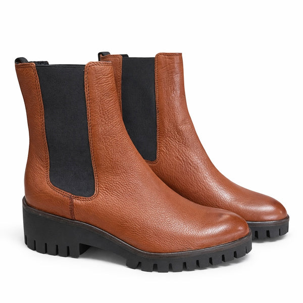 Ghete dama din piele naturala, maro, STEFANO LAURAN, cu toc de 5 cm, din piele naturala, stil toamna-iarna 2026.