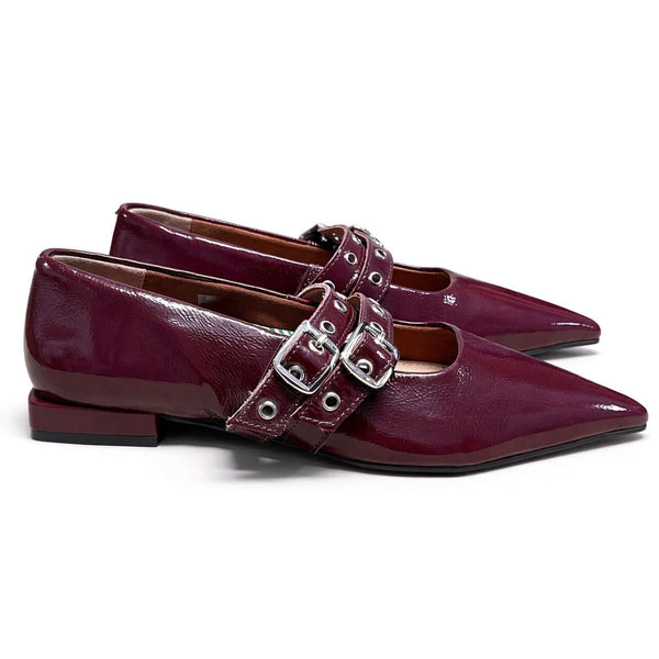 Pantofi dama din piele naturala lacuita, bordo-Parotto EM-8931, cu toc de 1.5 cm, fabricati in Italia.