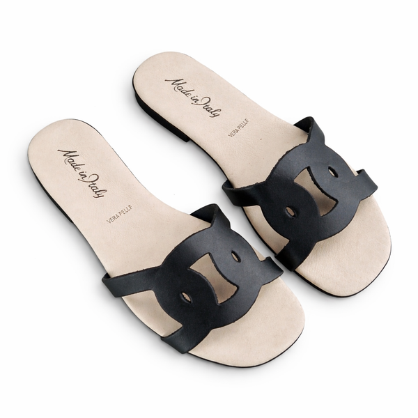 Alt Tag: Papuci dama din piele naturala, negru - Made in Italy 1233 R7, papuci dama piele naturala, colectia Vara 2026