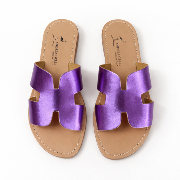 Papuci dama din piele naturala, violet- ANDREA GELLI Lido 501, piele naturala, Made in Italy, vedere de sus