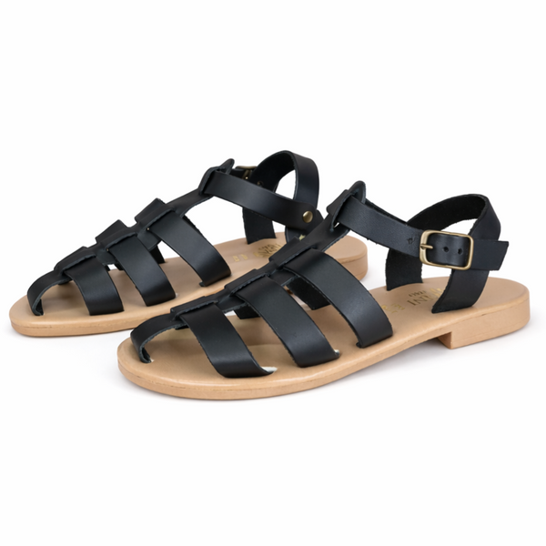 Sandale dama din piele naturala, Negru-Bellini, Matera Nero, R8 sandale negre dama din piele naturala, Made in Italy