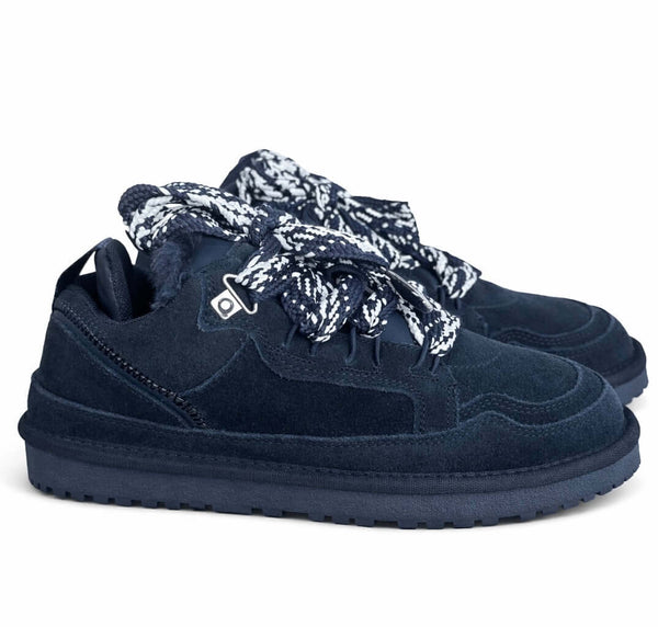 Sneakers low dama, piele naturala intoarsa, imblaniti, bleumarin-Made in Italy, AF WD800-3E Navy Blue